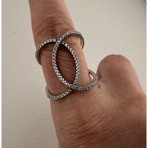 JCM Jacmel 925 CZ Interlocking Design Cubic Zirconia Sterling Silver Ring 9.75‎